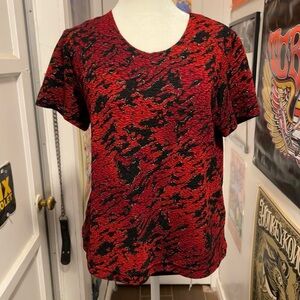 Vintage 1990s Red and Black French Laundry Alternative Short Sleeve Top.